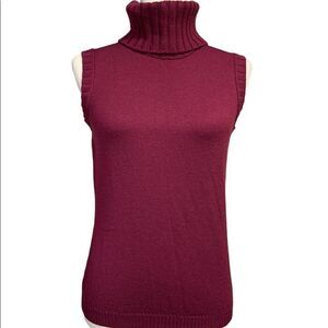 Luisa Spagnoli 100% Virgin Wool Turtleneck Sleeveless Knit Top